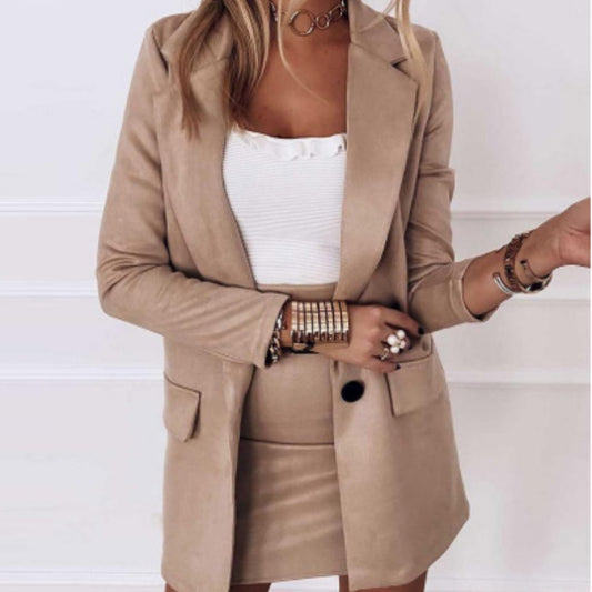 Women's Slim Fit Long Sleeve Suit Suit Skirt