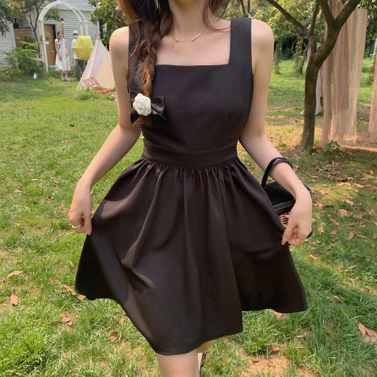 Women's Black Bow Strap Dress