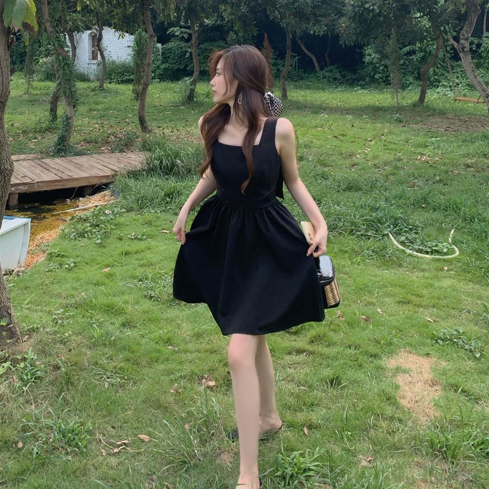 Women's Black Bow Strap Dress